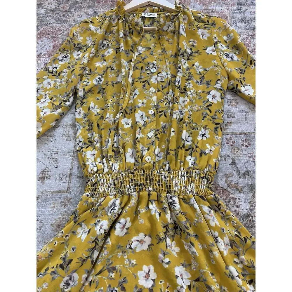 Show Me Your Mumu Channing Flirtin Floral Mini Dress Size XS Yellow - Picture 3 of 9